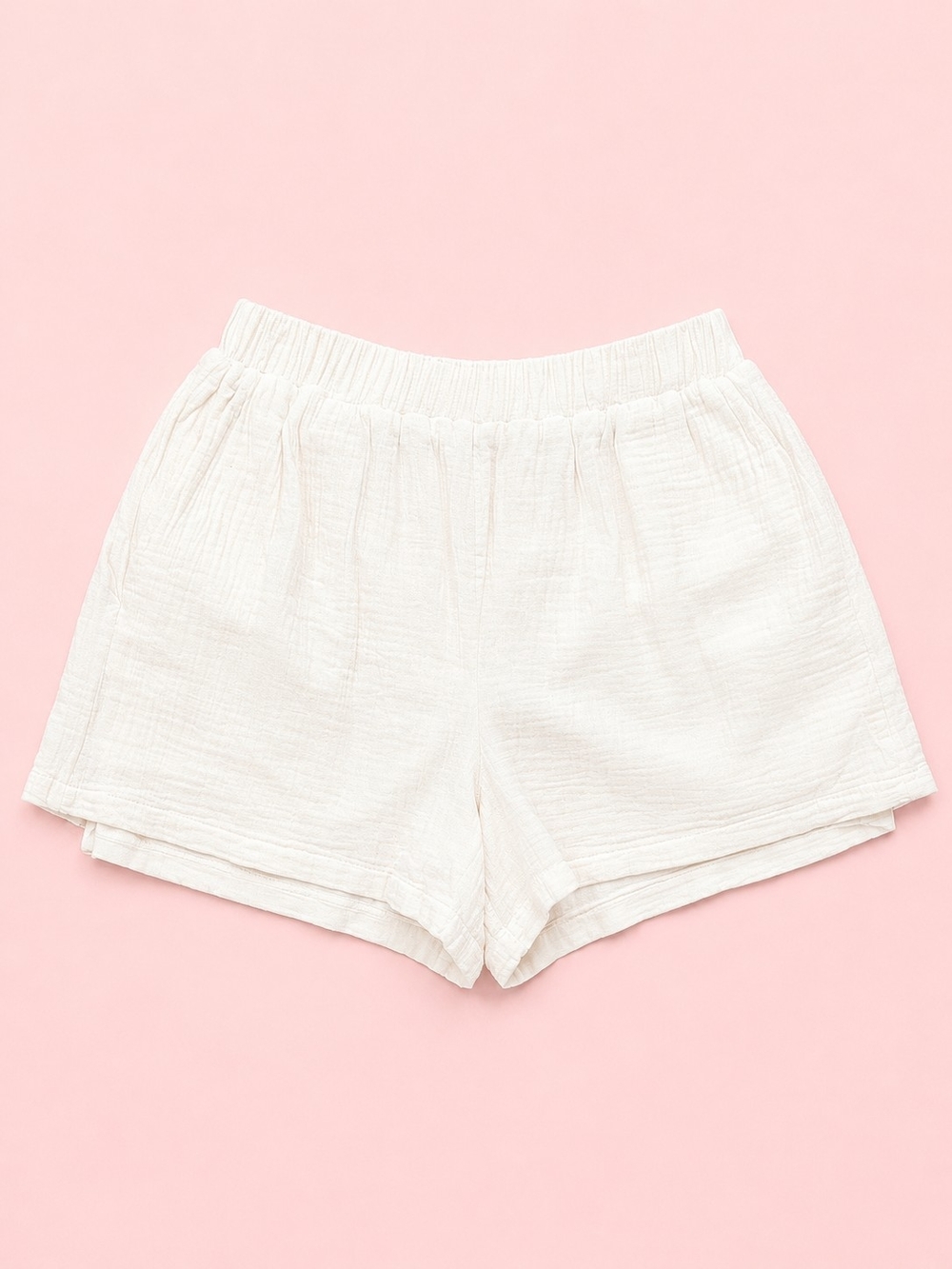 Women's White Cotton Elastic Waist Shorts, Size 6, Princess Polly